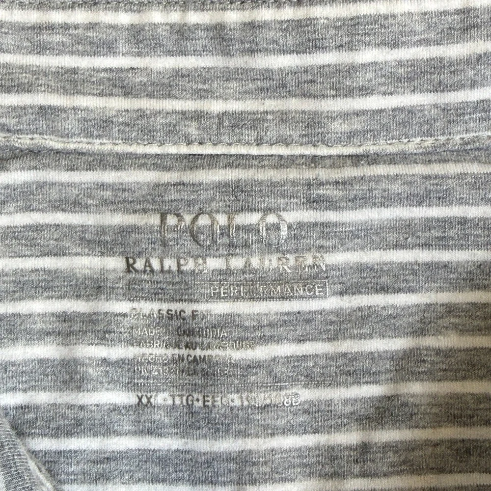 Polo Ralph Lauren Grey‎ & White striped Polo Short sleeve Size XXL